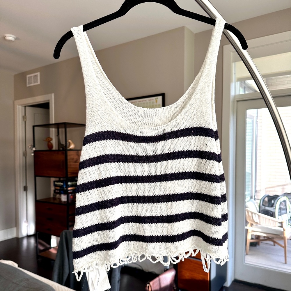 White and Navy Striped Tank